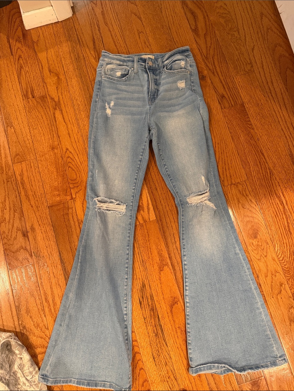 Altar'd State Light Blue Distressed Flare Jeans